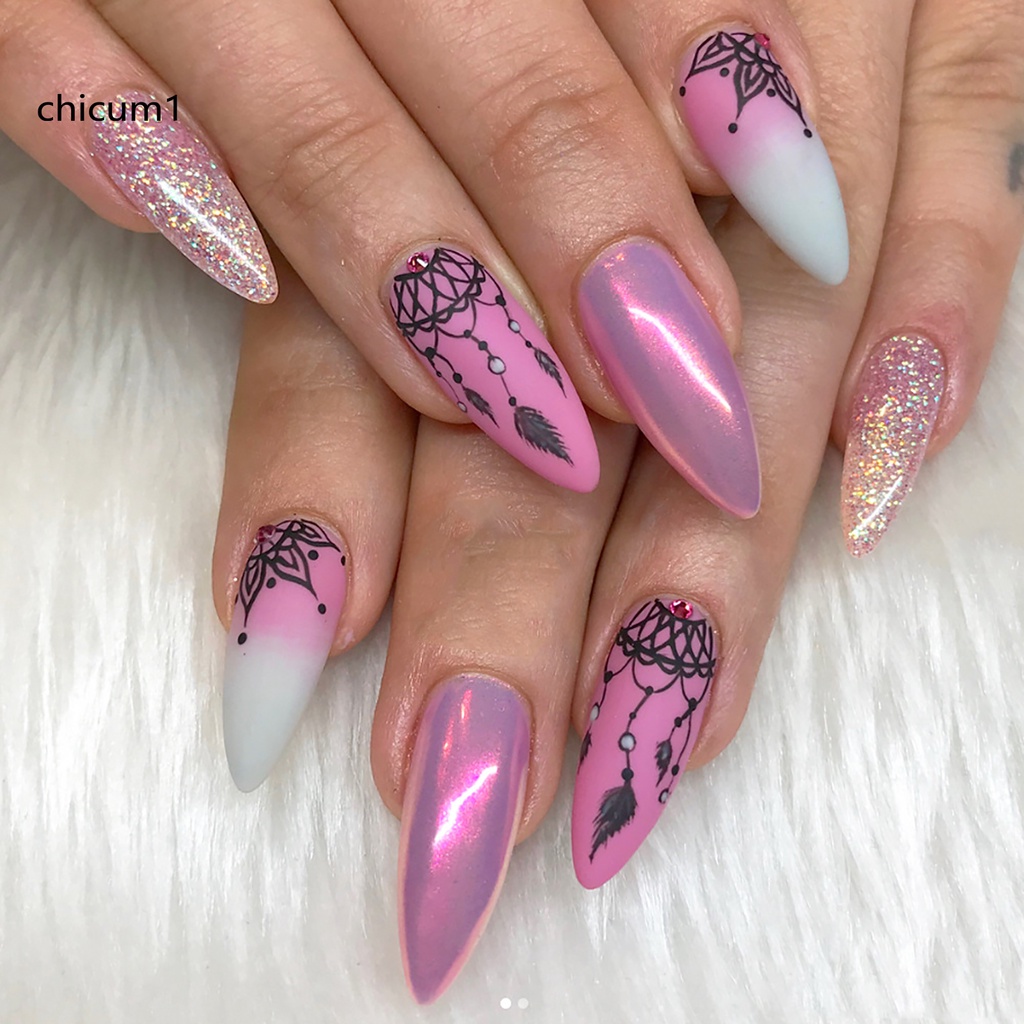 [Hàng mới về] Khuôn in họa tiết/ Bút đánh bóng móng tay hai đầu tiện dụng