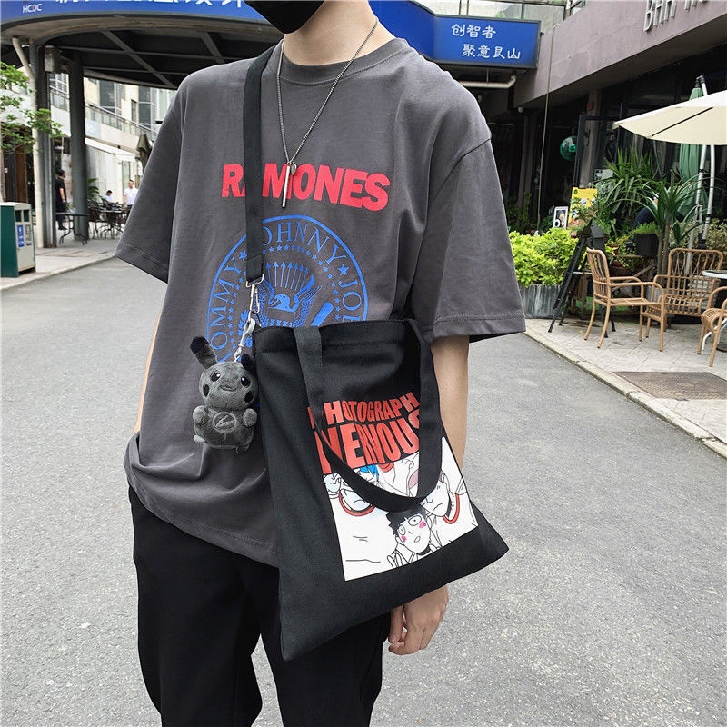 Túi vải canvas đeo vai đơn giản phong cách Nhật Hàn cho nam Túi Thư