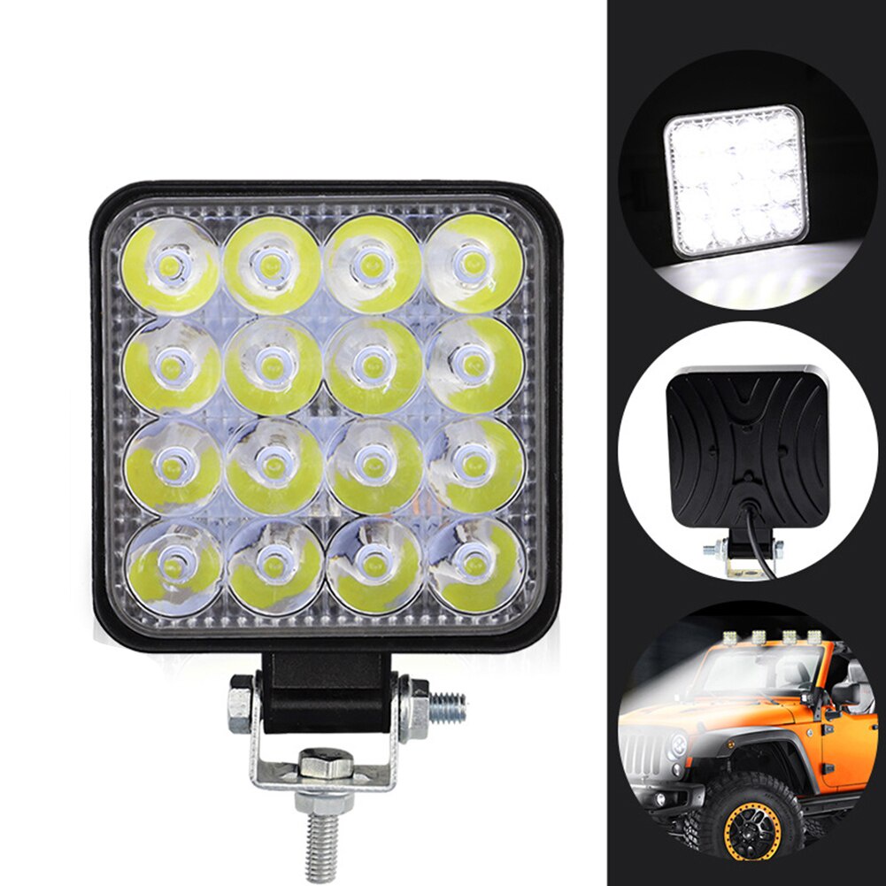 Đèn Pha Phụ Hình Vuông 16SMD 48W Trợ Sáng, Chống Sương Mù Cho Ô Tô Tải