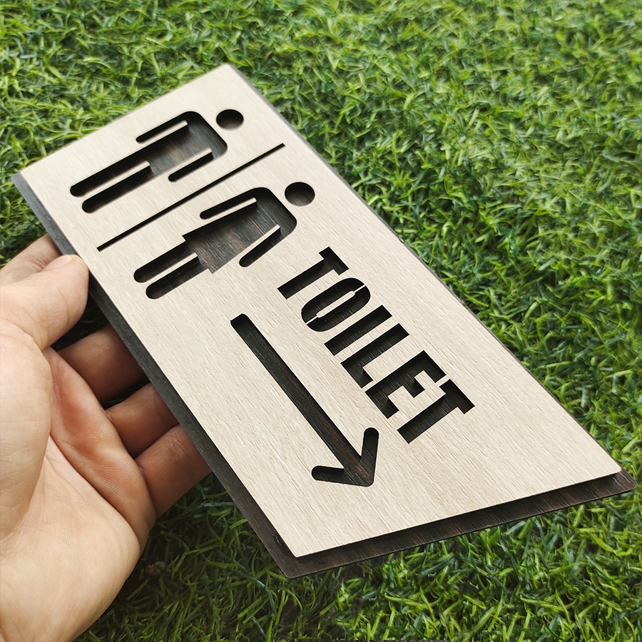 Bảng toilet gỗ treo nhà vệ sinh - Bảng chỉ dẫn toilet nam nữ chất lượng