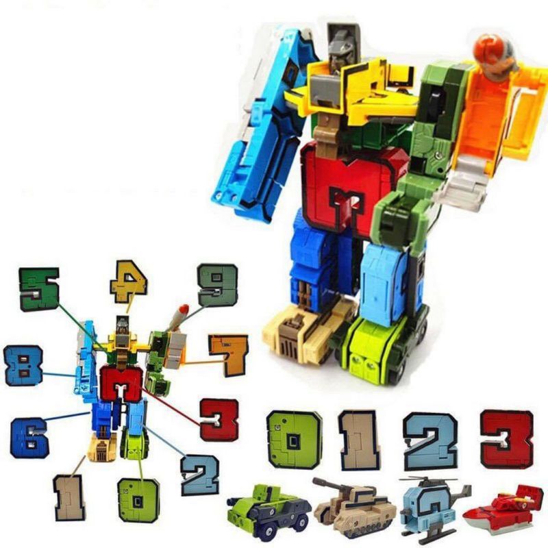 Lắp Ráp Robot Biến Hình 15 Chữ Số 0123456789 Dấu+×÷=Cho Bé
