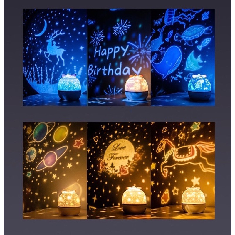 Đèn ngủ xoay chiếu hình loa bluetooth  Dream Wish box chính hãng One Fire (6 bộ hình + dây sạc)