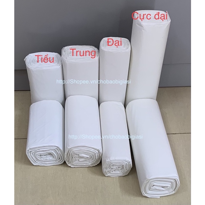 {1kg/size} Túi rác cuộn trắng không lõi có sẵn 4 size (hàng đẹp)