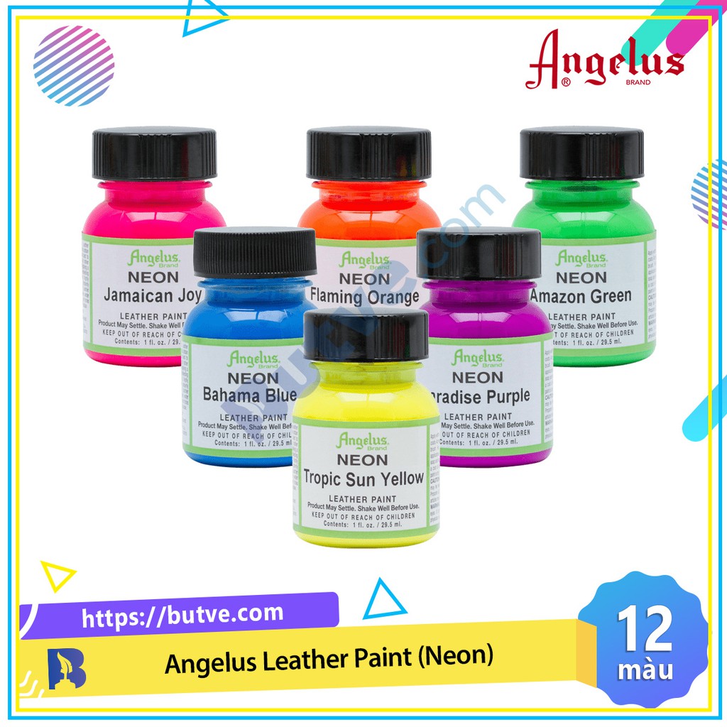 Màu acrylic phản quang vẽ lên da, vải Angelus Leather Paint (Neon) – 29.5ml (1Oz)