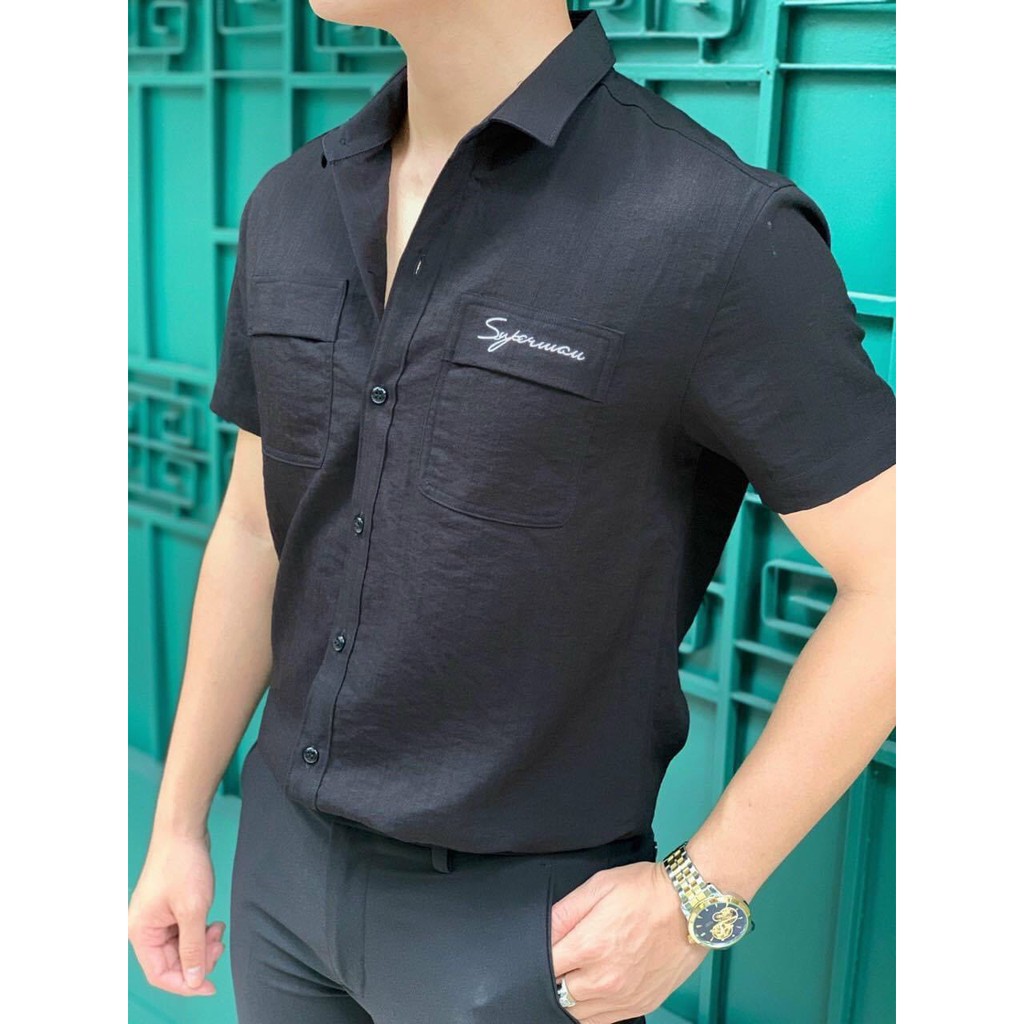 Áo sơ mi nam ngắn tay hàn quốc cao cấp họa tiết giá rẻ mẫu mới nhất AHFASHION | BigBuy360 - bigbuy360.vn