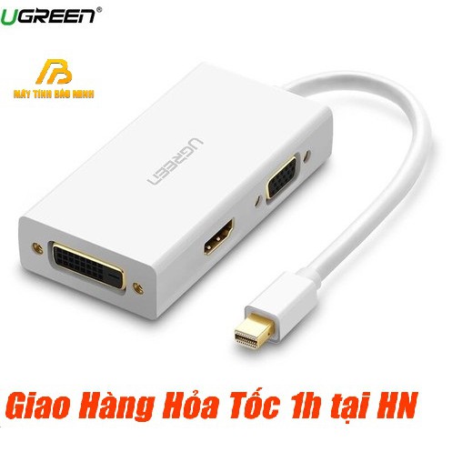Cáp Mini Displayport To VGA + HDMI + DVI UGREEN 20417 (Màu Trắng) - Hàng Chính Hãng