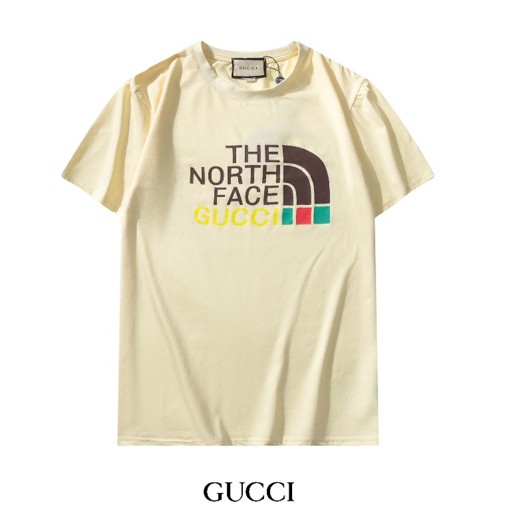 Áo Thun Cotton Tay Ngắn In Chữ Gucci The North Face Thời Trang Cho Nam Và Nữ