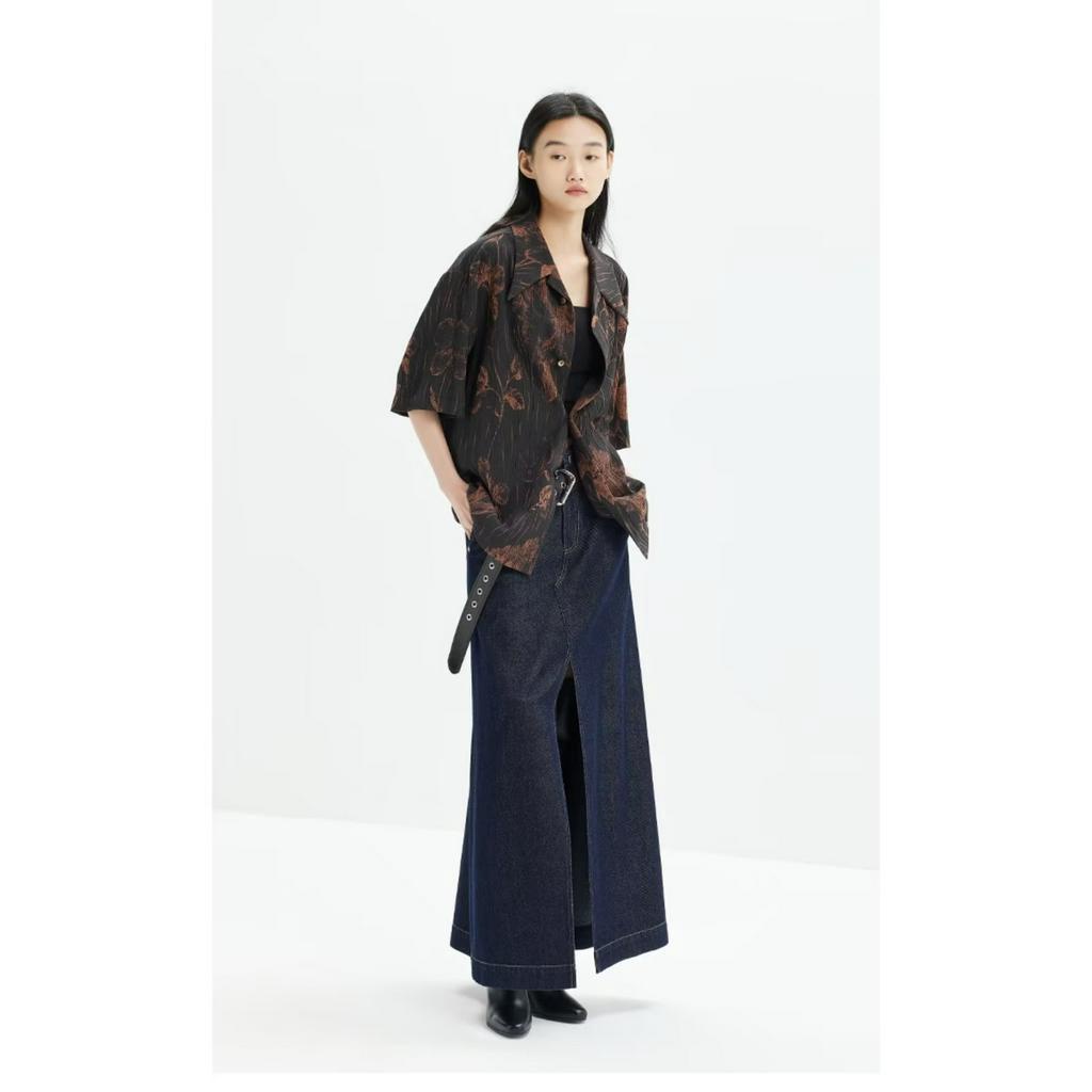 Magee Áo Sơ Mi Tay Ngắn Cổ Nhọn In Họa Tiết Retro Hàn Quốc Trẻ Trung Phổ Biến Thời Trang Cho Nam