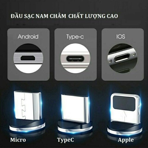 Cáp sạc nhanh nam châm sạc từ đầu iphone/micro USB/ type C - Sạc Nam Châm
