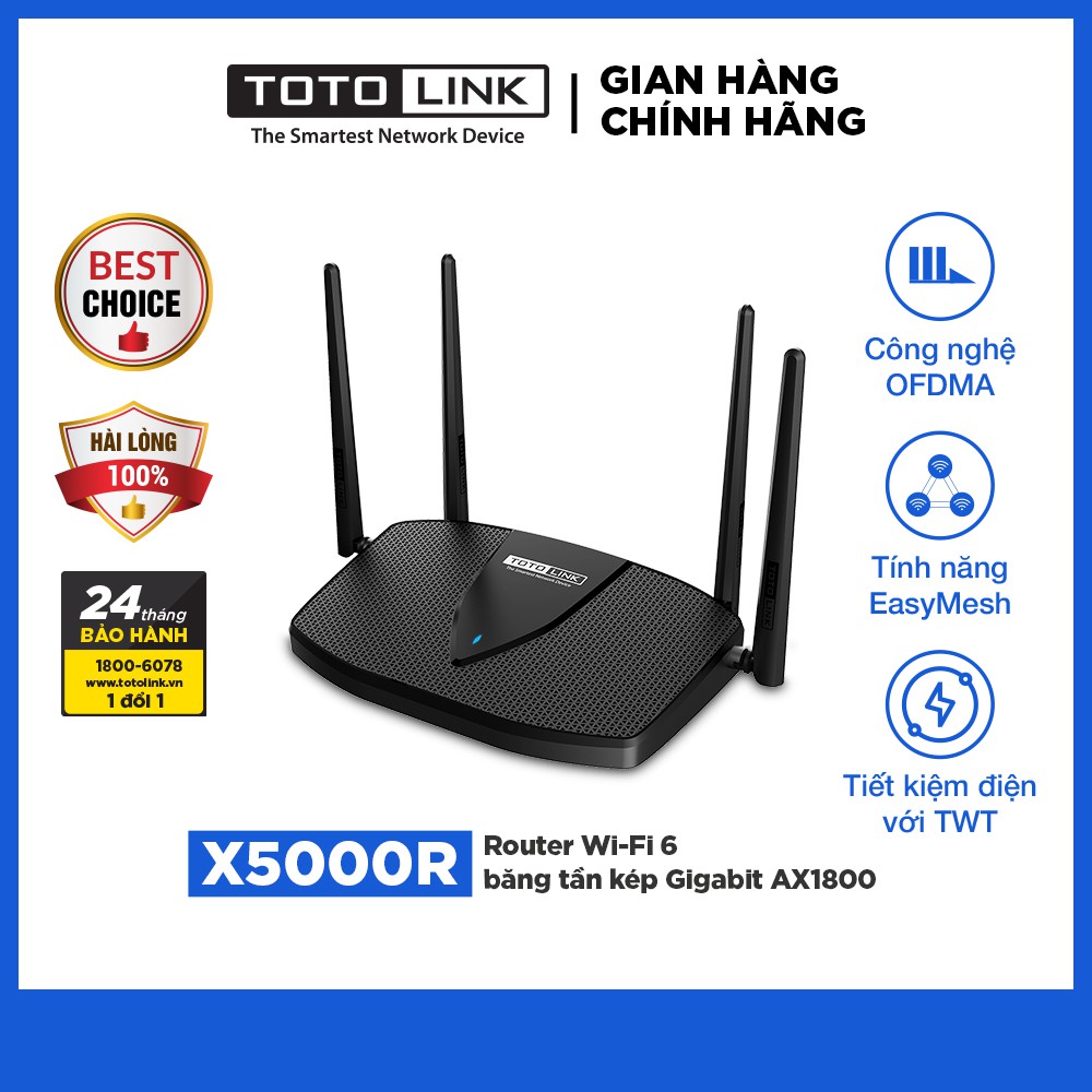 Cục phát wifi router wifi 6 băng tần kép Gigabit AX1800 TOTOLINK X5000R | BigBuy360 - bigbuy360.vn