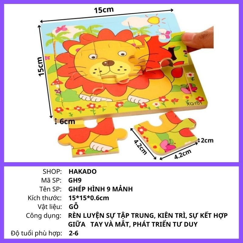 Đồ Chơi Tranh Ghép Xếp Hình 9 Mảnh Cho Bé