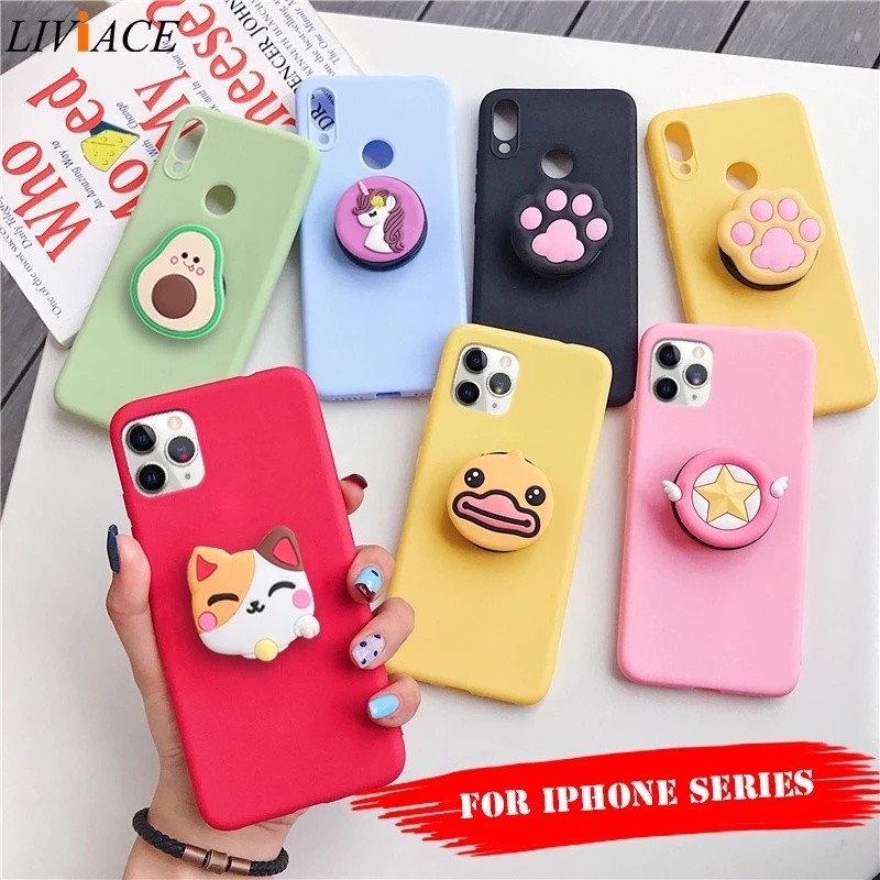 Giá Đỡ Điện Thoại Dạng Gập Bằng Silicon Hình Hoạt Hình 3D Dễ Thương