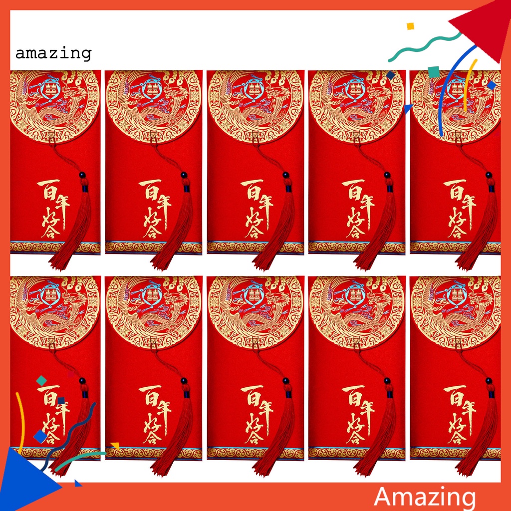 Bao lì xì giấy màu đỏ phối tua rua lâu trôi