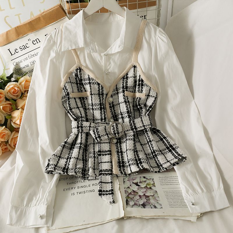 Áo Nữ Sơ Mi Kèm Gile Thích Hợp Mặc Thu Đông