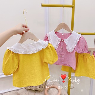 Bộ đũi cổ trắng bé gái