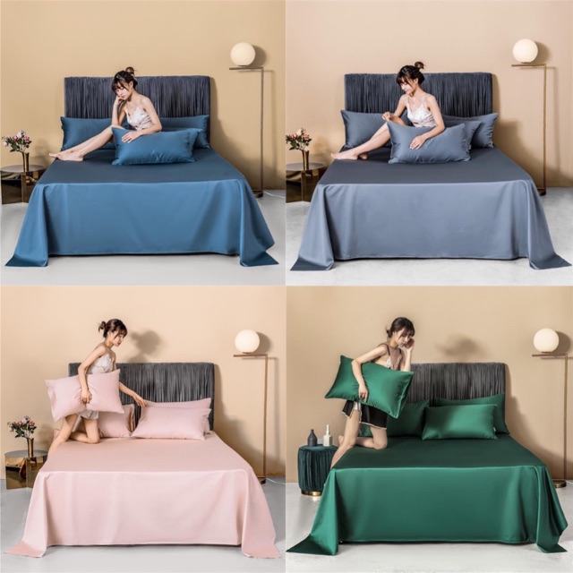 Bộ Ga gối/ 1 Ga kèm 2 Vỏ Gối Nằm COTTON LỤA (60s) mẫu ĐƠN SẮC mới nhất -&gt; được chọn màu