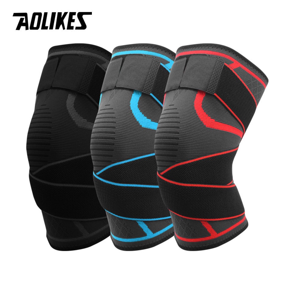 Aolikes 1 Cặp Đai Quấn Đầu Gối Co Giãn Hỗ Trợ Tập Thể Thao