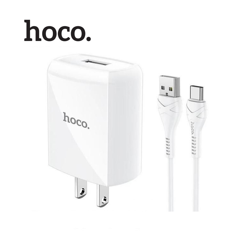 Bộ sạc Hoco DC13 Type-C to USB, sạc nhanh 2.4A, tương thích với nhiều dòng Samsung/Oppo..., chân cắm dẹt tiêu chuẩn US