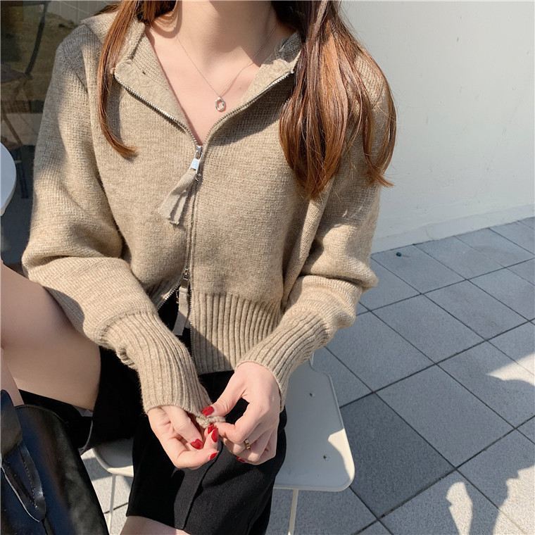 Áo khoác cardigan có mũ trùm đầu kiểu dáng đơn giản thời trang