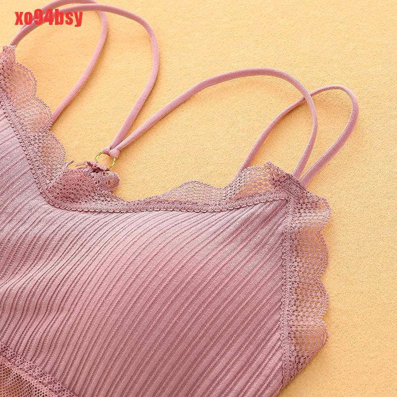 [xo94bsy]Women Push Up Wireless Lace Bra Top Women Bralette Underwear Lingerie Crop Top