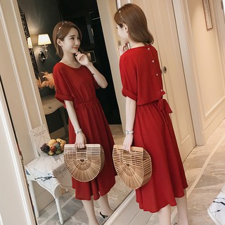 K408 váy cho con ti thiết kế chun eo hở lưng cá tính, có khóa kéo trước ngực