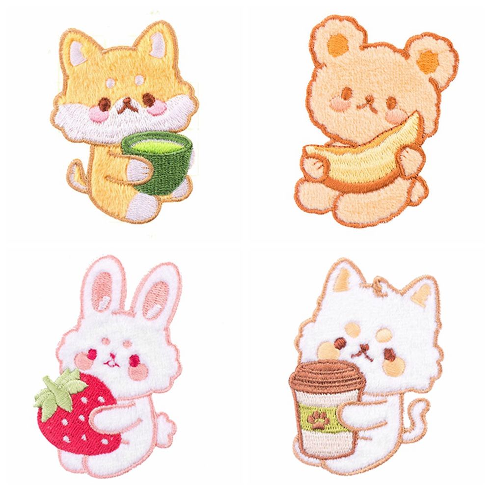 Miếng dán ủi vải thêu hình thỏ mèo dễ thương dùng vá trang trí quần áo
