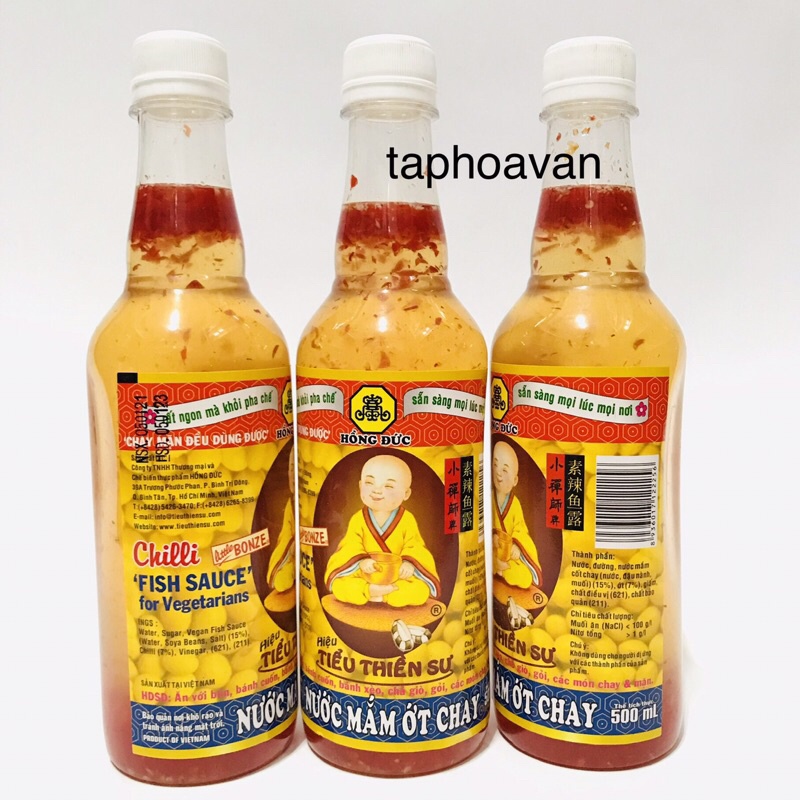 Nước mắm ớt chay Tiểu Thiền Sư chai 500ml