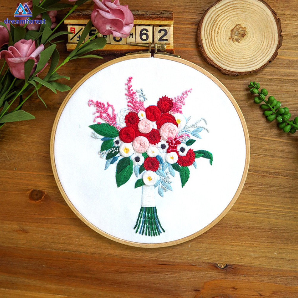 Set tranh thêu chữ thập DIY họa tiết hoa độc đáo