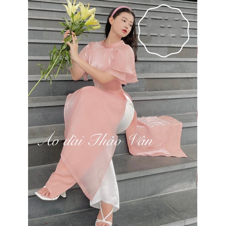 Áo dài cách tân thiết kế tay cánh tiên ba màu siêu hot-AV012