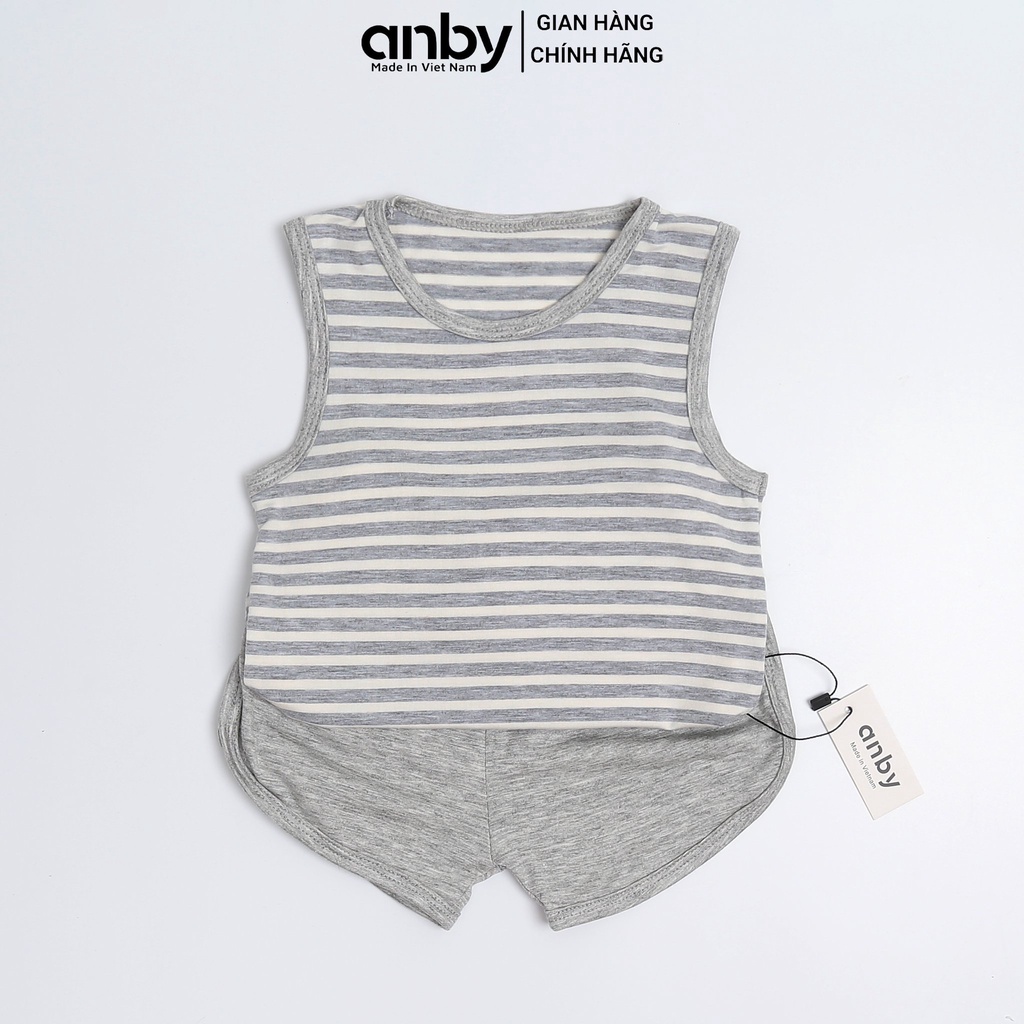 Quần áo trẻ em Anby bộ thun lạnh sát nách từ 1 đến 5 tuổi sọc màu AB44