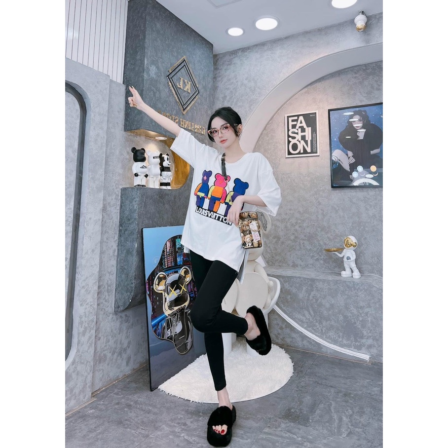 Set Bộ Đồ Nữ Áo Thun Gấu + Quần Legging Dài