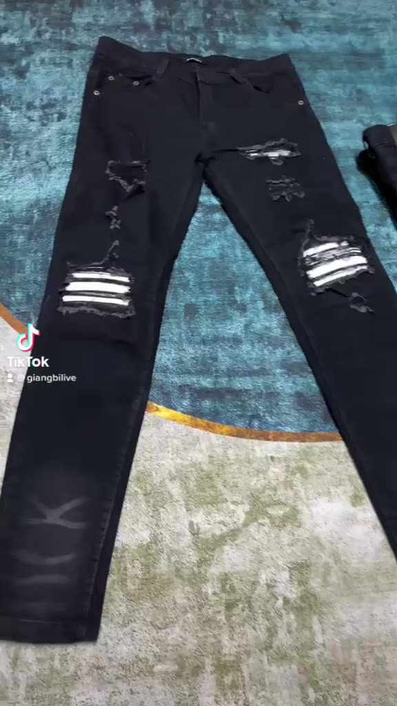 Quần jean vá da nhăn trắng amirii,quần bò vá trắng khâu viền | BigBuy360 - bigbuy360.vn