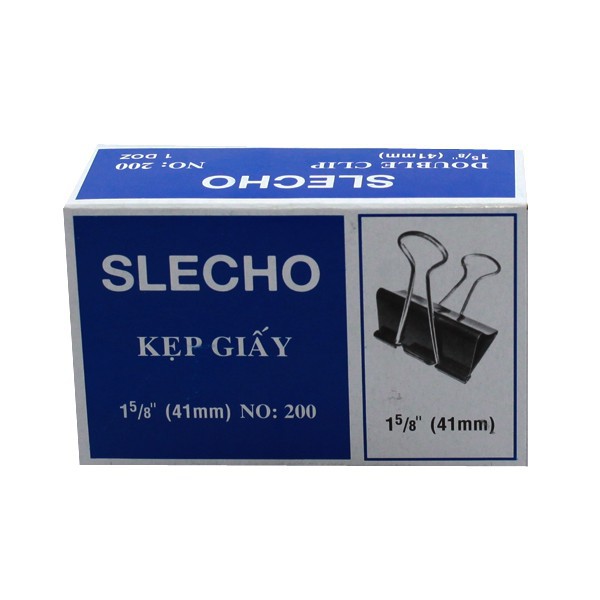 Sỉ Kẹp giấy bướm Slecho Double Clip size 41mm- 1 hộp 12 cái kẹp, kẹp kim loại tài liệu, kẹp sắt văn phòng