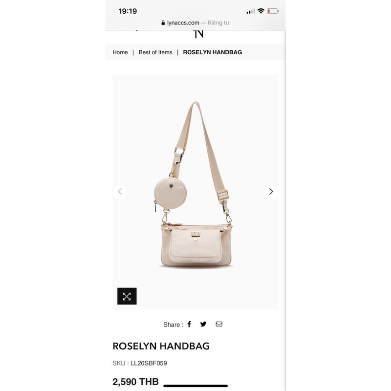 Set đeo chéo 3 món  LYN  ROSELYN HANDBAG 𝐦𝐚̂̃𝐮 𝐦𝐨̛́𝐢