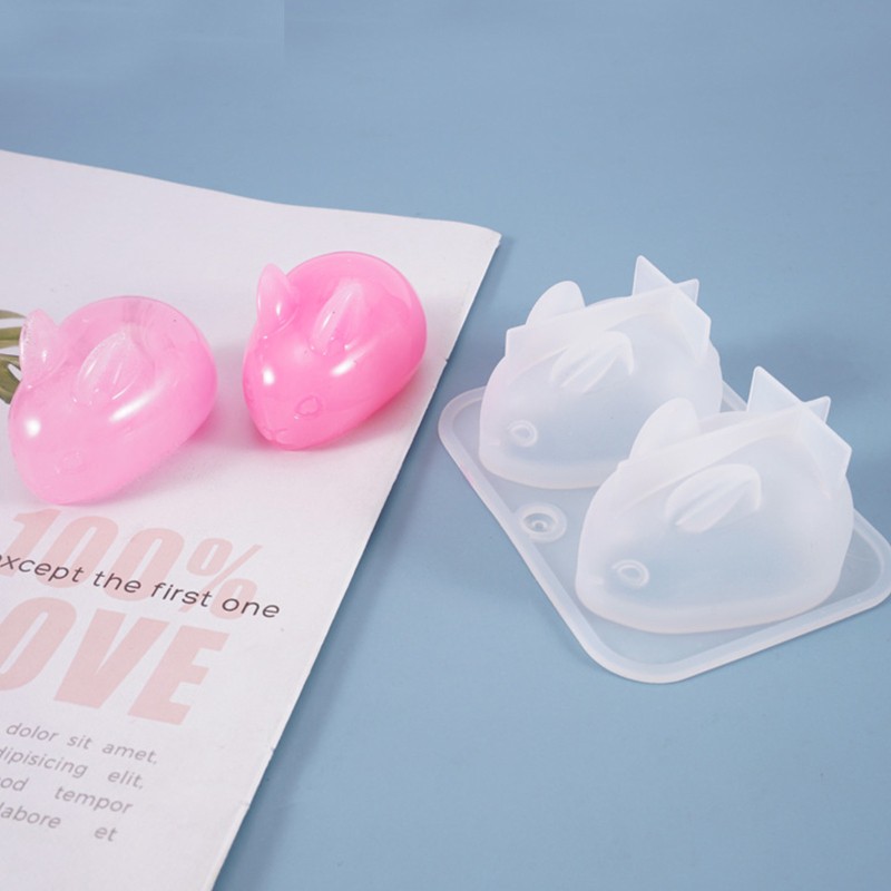 Khuôn Silicone Làm Mặt Trang Sức Hình Thỏ 3d Diy