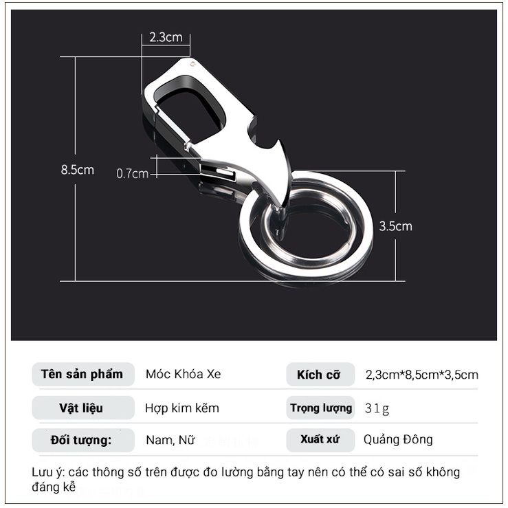 Móc khóa Hợp Kim Tích Hợp Khui Bia Móc Khóa Nam Bền Đẹp Phong Cách