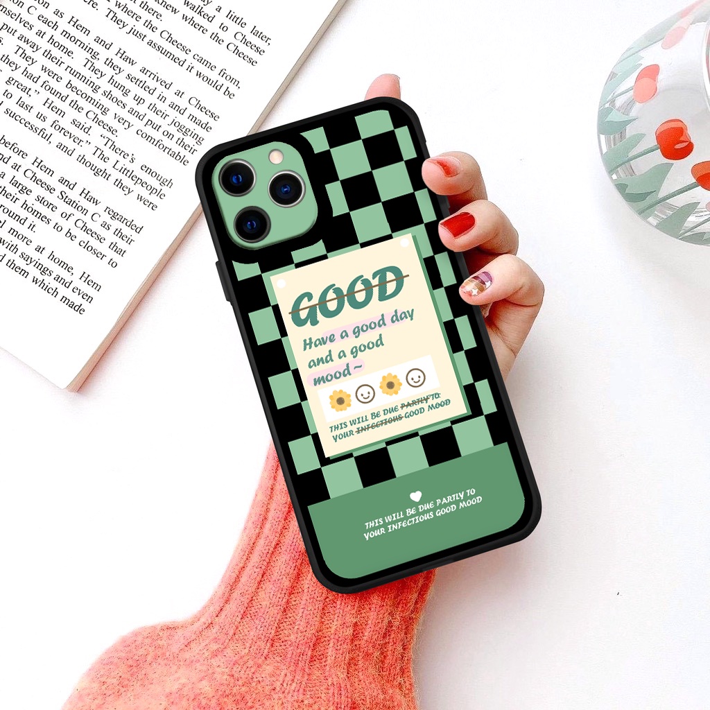 Ốp điện thoại iphone Smiley good luck caro vuông cạnh BVC 6/7/8plus/X/Xs/Xsm/11/11P/11PM/12/12P/12PM/13/13p/13prm