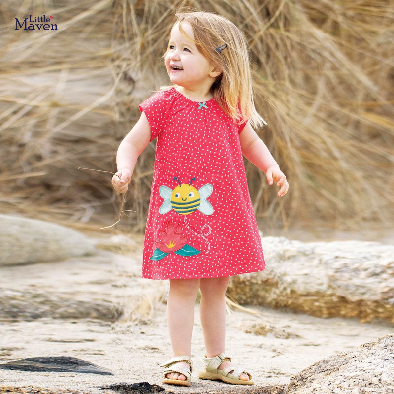 Váy bé gái Little Maven chấm bi họa tiết siêu đáng yêu ngộ nghĩnh đủ size 2-7T