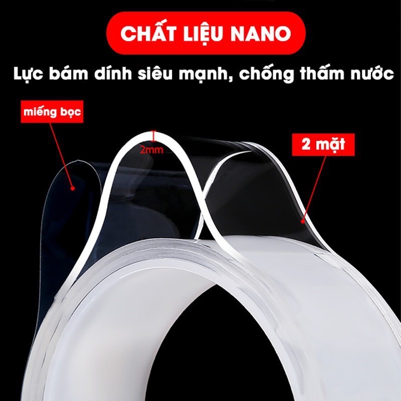 Cuộn Băng Keo 3M 2 Mặt, Keo Dán 3M Siêu Dính Dài 3 mét dày 2 mm