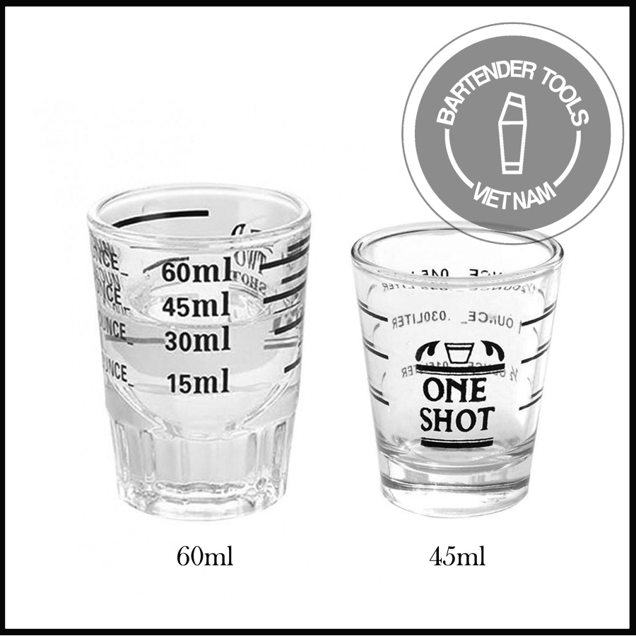 Ly thủy tinh đong định lượng Espresso 30ml, 60ml vạch chia màu đen (Espresso Glass)