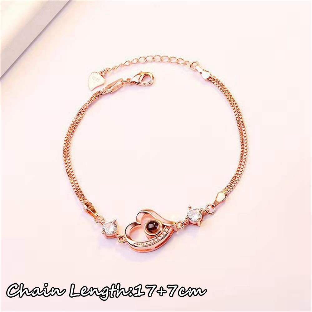 Vòng đeo tay mặt tròn khắc chữ I Love You 100 ngôn ngữ thích hợp làm quà tặng