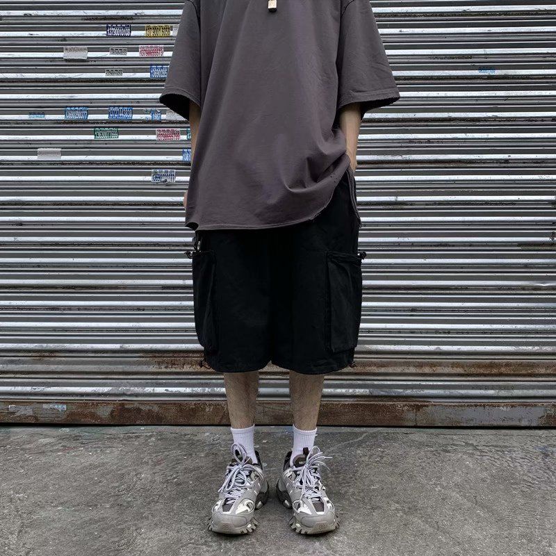 Quần Short Thể Thao Ống Rộng Nhiều Túi Phong Cách Nhật Bản Dành Cho Nam