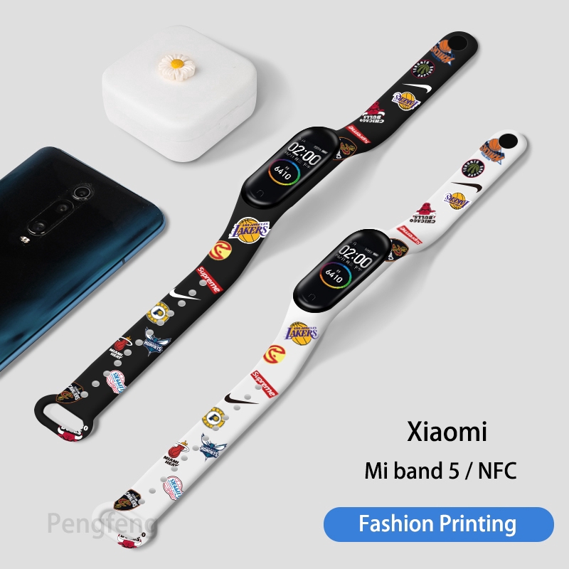 Dây Đeo Thay Thế Chất Liệu Silicon In Họa Tiết Thời Trang Cho for Xiaomi Mi Band 6 Miband 5 Nfc Miband5