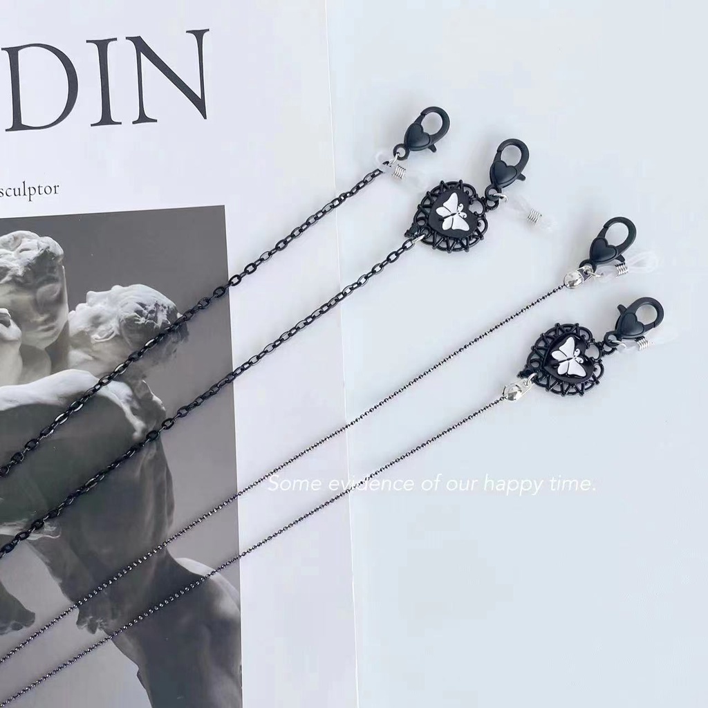 Dây Đeo Mắt Kính Acrylic Mặt Hình Bướm Màu Đen Phong Cách Hàn Quốc Phong Cách ins Kiểu Mới