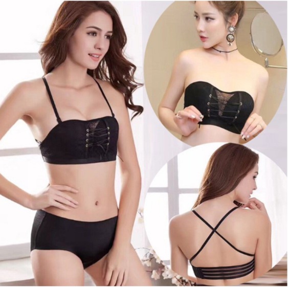 Áo cúp ngực chống tụt có dây rút điều chỉnh ôm ngực tạo khe quyến rũ, áo ngực không dây chống tụt