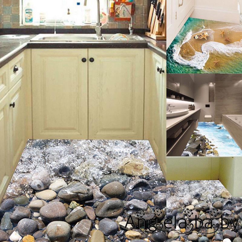 Miếng dán tường nền nhà chống nước hình phong cảnh thiên nhiên nước biển 3D tuyệt đẹp