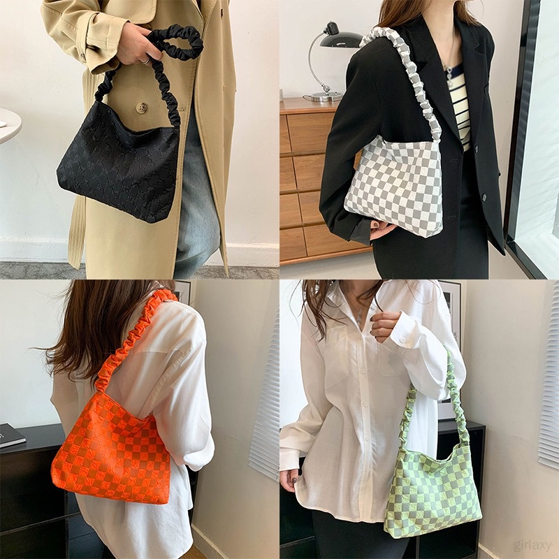 Túi Xách Đeo Vai Cỡ Lớn Họa Tiết Sọc Caro Phong Cách Retro Thời Trang Cho Nữ