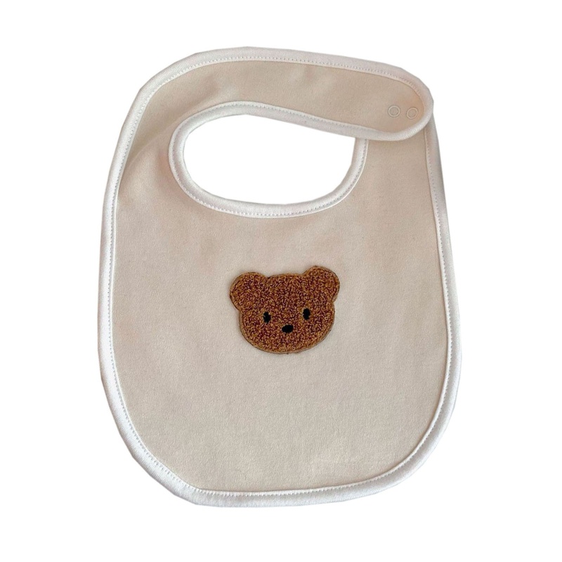 Yếm Ăn Cotton Mềm Mại Thêu Hình Gấu Xinh Xắn Dành Cho Bé