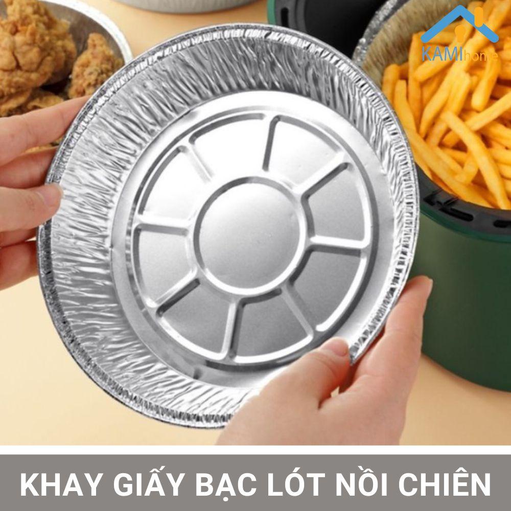 (Bộ 10) Khay giấy bạc lót nồi chiên không dầu dạng Đĩa cỡ lớn 18cm KM 20097