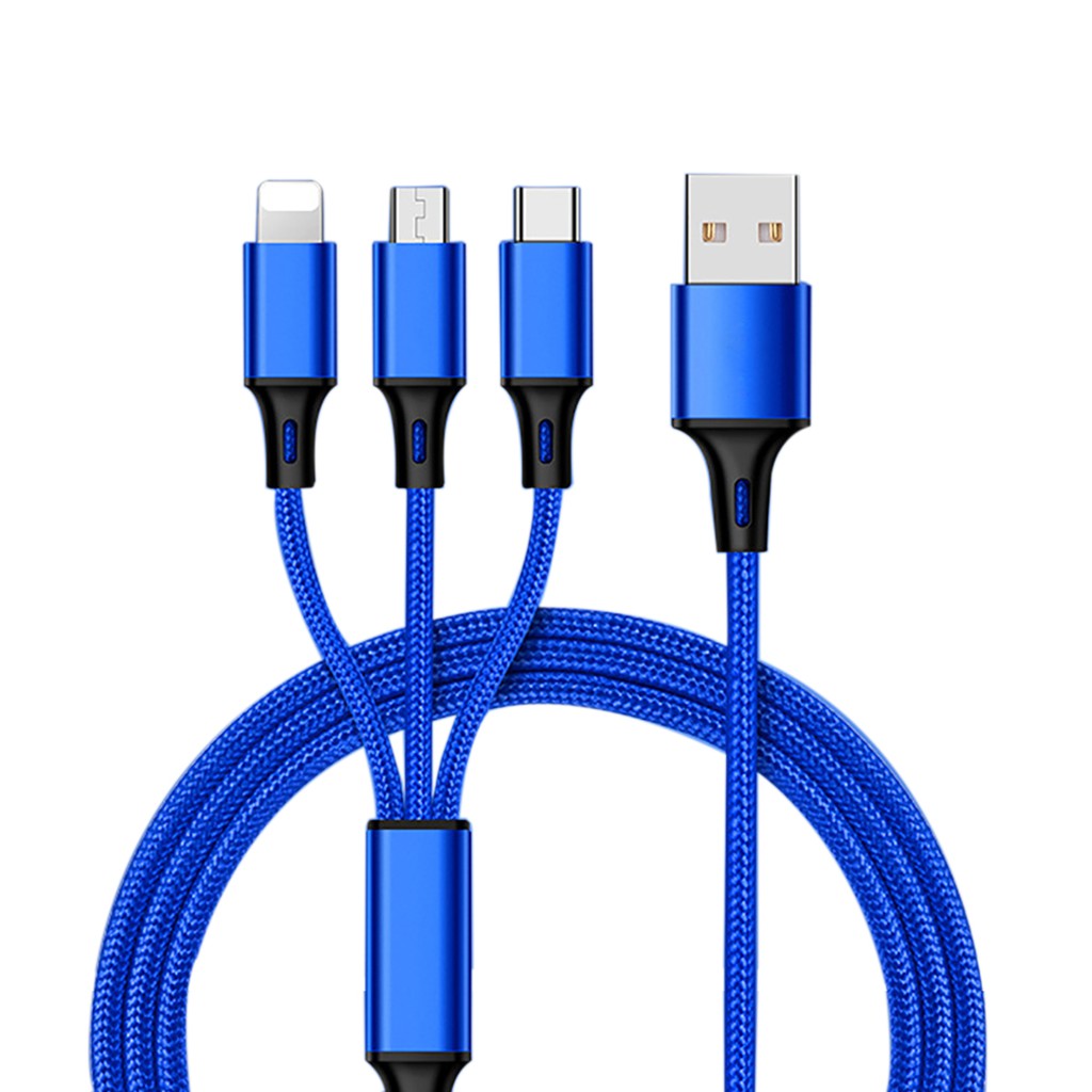 Cáp sạc đa năng bọc dù 3 trong 1 gồm Lightning - Micro USB - Type C